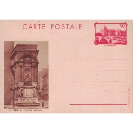 PARIS -LA FONTAINE MOLIERE - ENTIER POSTAL NEUF 90c - COTE 23€.