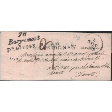 VAR - 78 BARGEMONT / DRAGUIGNAN - CURSIVE DOUBLE - 5-11-1929 - RARE.