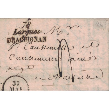 VAR - 78 LORGUES / DRAGUIGNAN - CURSIVE DOUBLE - 30-5-1830 - RARE.