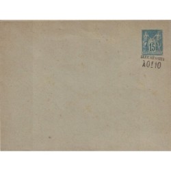 SAGE - ENVELOPPE - 15C BLEU SUR VERDATRE - FORMAT 147x112 - SURCHARGE HORS DU TIMBRE - VARIETE..