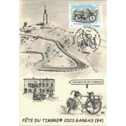 JOURNEE DU TIMBRE - FETE DU TIMBRE - 2023 - VAUCLUSE - GARGAS - THEME VOITURE VELO.