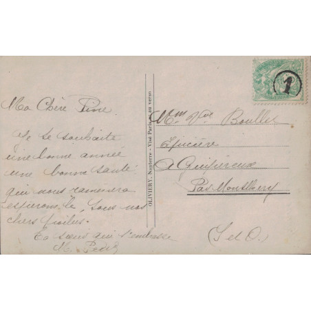 copy of PARIS - JOUR DE L'AN - TYPE BLANC - CHIFFRE 118 DANS UN CERCLE - ENTIER POSTAL 5c DE PARIS POUR PARIS.