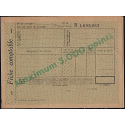 copy of PETAIN - 1F20 - CARTE POSTALE DE SERVICE - 1000 POINTS - COMPLET AVEC FICHE COMPTABLE - RARE - COTE 425€.