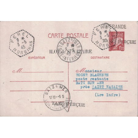 copy of PETAIN - 1F20 - CARTE POSTALE DE SERVICE - 1000 POINTS - COMPLET AVEC FICHE COMPTABLE - RARE - COTE 425€.