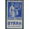 No0365 - TYPE PAIX 65C AVEC BANDE PUB - BYRRH - SANS GOMME.