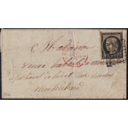 copy of COTE D'OR - SEURRE - 20c NOIR CERES OBLITERATION GRILLE DU 22 JUIN 1849
