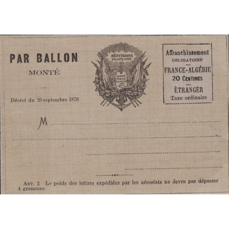 BALLON MONTE - FORMULE AUX DRAPEAUX NEUVE.