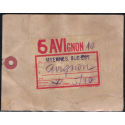 COLIS POSTAL - ETIQUETTE - DE MYENNES - NIEVRE - POUR LES ETABLISSEMENTS SOUVET A AVIGNON - VAUCLUSE - LE 5-10-1956.