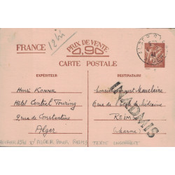 copy of IRIS - HUSSEIN-DEY - ALGER - 20-12-1940 - DESTINATION FRANCE.