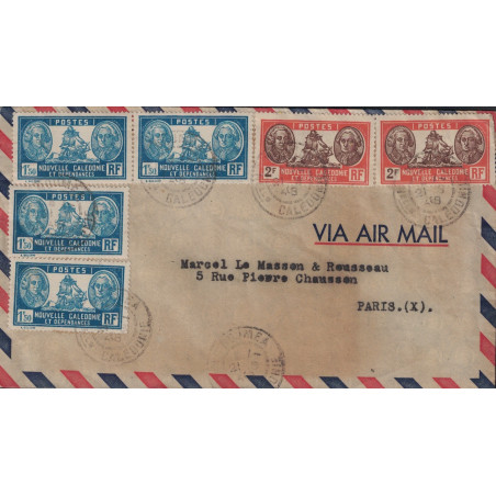 copy of NOUVELLE CALEDONIE - BOURAIL - 27-5-1947 - 10F SEUL SUR LETTRE POUR LA FRANCE - COTE 100€.