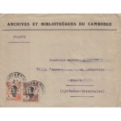 CAMBODGE - PHNOM-PENH - 4-6-1924 - ENTETE ARCHIVES DU CAMBODGE - VERSO ROUGE RESIDENCE SUPERIEURE DU CAMBODGE.