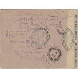 MADAGASCAR - ARIVONIMAMO - 8-7-1941 - LETTRE RECOMMANDEE AVEC BANDE DE CENSURE - VERSO CACHET DE CONTROLE.