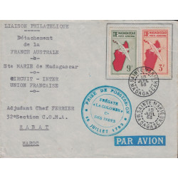 MADAGASCAR - SAINTE MARIE -15-7-1953 - DETACHEMENT DE LA FRANCE AUSTRALE CIRCUIT INTER UNION FRANCAISE.