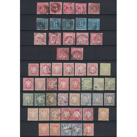 BAVIERE - OBLITERATIONS - ENSEMBLE DE 53 TIMBRES - QUELQUES NEUFS - FORTE COTE.