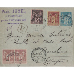 SEINE MARITIME - GOURNAY EN BRAY - 25-8-1903 - ENTIER POSTAL AFFRANCHISSEMENT A 50c POUR L'ESPAGNE - PEU COURANT.