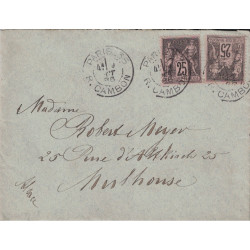 PARIS - R.CAMBON - LETTRE POUR L'ALSACE - LE 9-10-1886 - AFFRANCHISSEMENT A 50c.