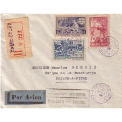 copy of GUADELOUPE - 1er LIAISON AERIENNE DESIRADE-GUADELOUPE - LETTRE RECOMMANDEE DE LA DESIRADE LE 4-8-1936.