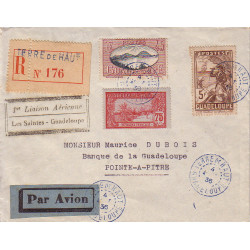 GUADELOUPE - 1er LIAISON AERIENNE LES SAINTES - GUADELOUPE - LETTRE RECOMMANDEE DE TERRE DE HAUT LE 4-4-1936.