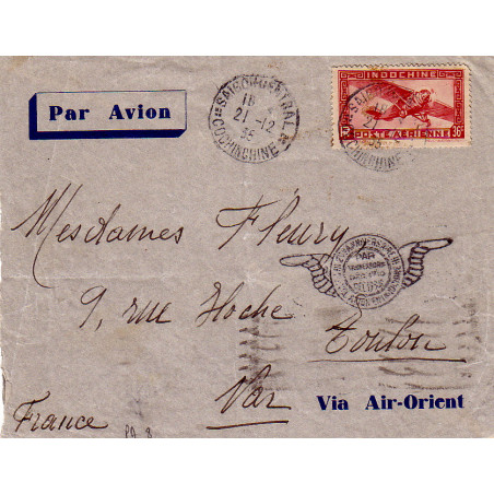 copy of COCHINCHINE - CHAUDOC - COURRIER RAPIDE EMERAUDE SAIGON-PARIS - LE 3-1-1934.