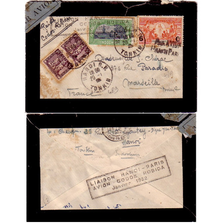 copy of COCHINCHINE - CHAUDOC - COURRIER RAPIDE EMERAUDE SAIGON-PARIS - LE 3-1-1934.