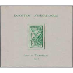 MARTINIQUE - BLOC EXPOSITION INTERNATIONALE ARTS ET TECHNIQUES 1937 - NEUF.