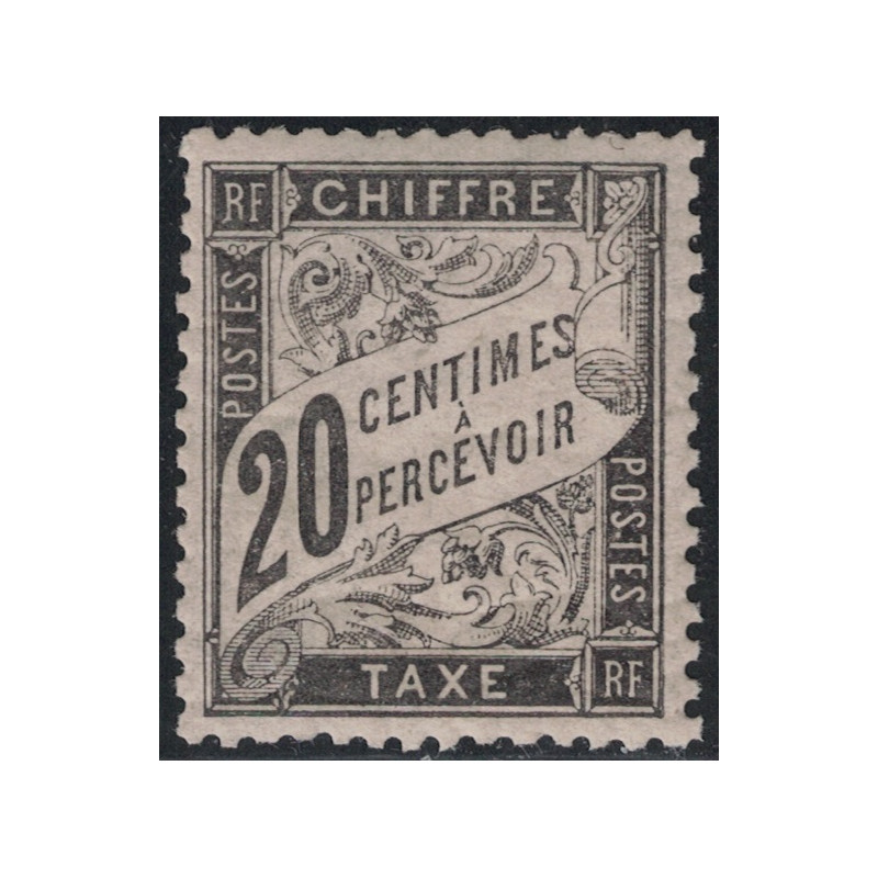 TAXE No017 - 20c NOIR** - AVEC GOMME D'ORIGINE SANS CHARNIERE- RARE - COTE 500€.