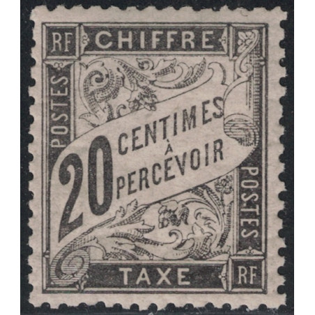 TAXE No017 - 20c NOIR** - AVEC GOMME D'ORIGINE SANS CHARNIERE- RARE - COTE 500€.