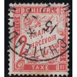 TAXE N°041 - 2F ROUGE ORANGE - OBLITERE - COTE 80€.