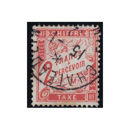 TAXE N°041 - 2F ROUGE ORANGE - OBLITERE - COTE 80€.