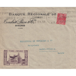 AIN - BOURG - LETTRE AVEC VIGNETTE ET ENTETE - PERFORATION DE LA BANQUE REGIONALE DE L'AIN TENDER RIVE A BOURG - LE 8-5-1931.