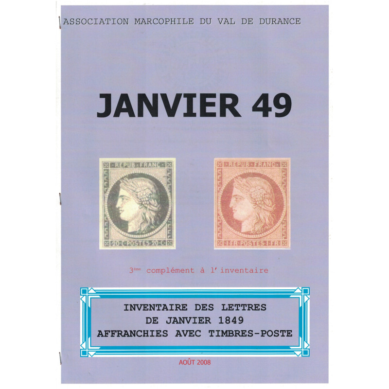 copy of JANVIER 1849 - INVENTAIRE DES LETTRES DE JANVIER 1949 - COMPLEMENT A L'INVENTAIRE - 2004.