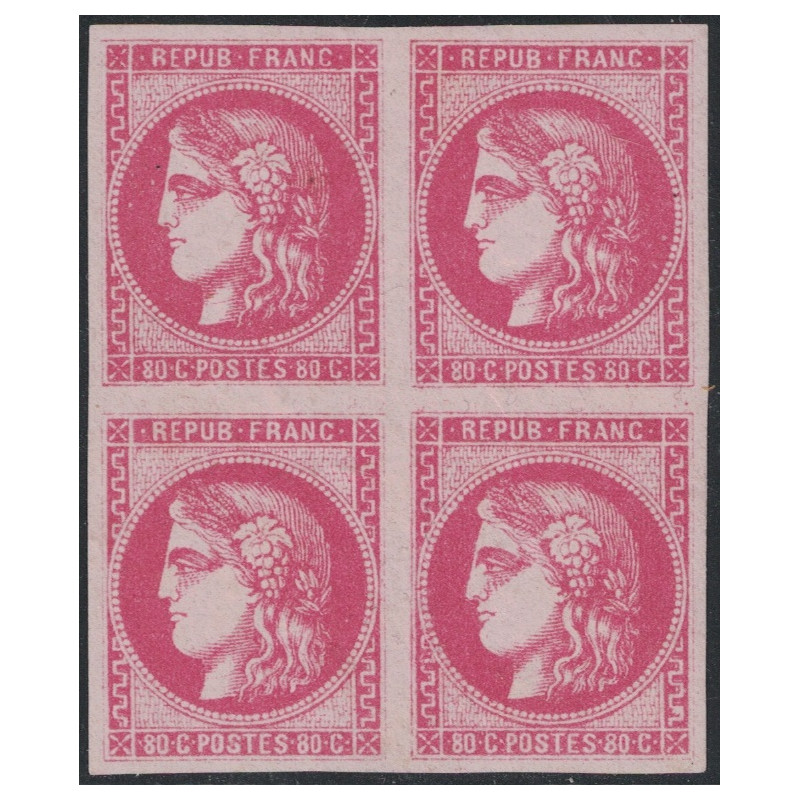 No049 - 80c ROSE BLOC DE 4 - EMISSION DE BORDEAUX - NEUF AVEC GOMME - SIGNE BAUDOT.