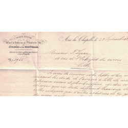 PRUSSE - ENTREE - PRUSSE LILLE EN ROUGE - LETTRE DE AACHEN POUR LILLE - LE 28-9-1865 - PD ROUGE - AVEC LONG TEXTE A ENTETE