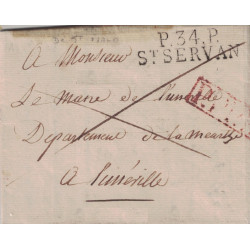 ILLE ET VILAINE - P.34.P ST SERVAN - LE 24 FEVRIER 1813 - LETTRE DE ST MALO POUR LE MAIRE DE LUNEVILLE..