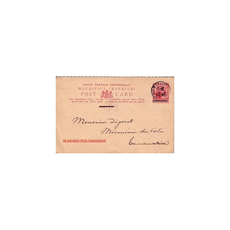 MAURICE-ENTIER POSTAL 6 CENTS POUR MADAGASCAR.