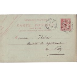 MOUCHON RETOUCHE - CARTE POSTALE - ENTIER 10c AVEC REPIQUAGE PRIVEE.