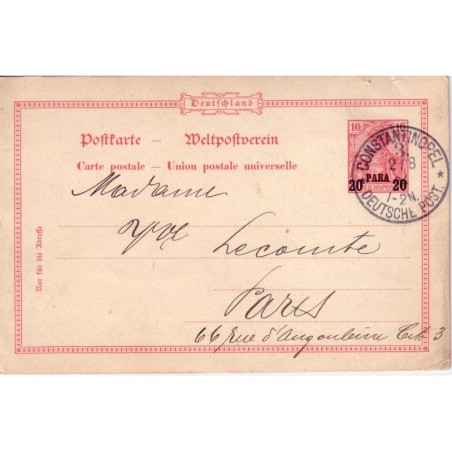 LEVANT ALLEMAND - ENTIER POSTAL ALLEMAND - CONSTANTINOPEL.