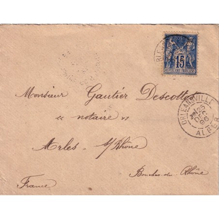 ALGERIE-ORLEANVILLE ALGER DU 25 DECEMBRE 1896 SUR TYPE SAGE 15c.