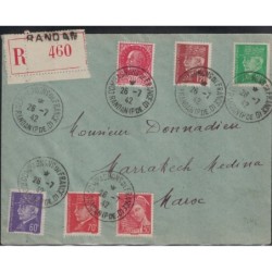 PUY DE DOME - LETTRE RECOMMANDEE DE RANDAM POUR MARRAKECH - CACHET COMPAGNONS DE FRANCE RANDAM - RARE.