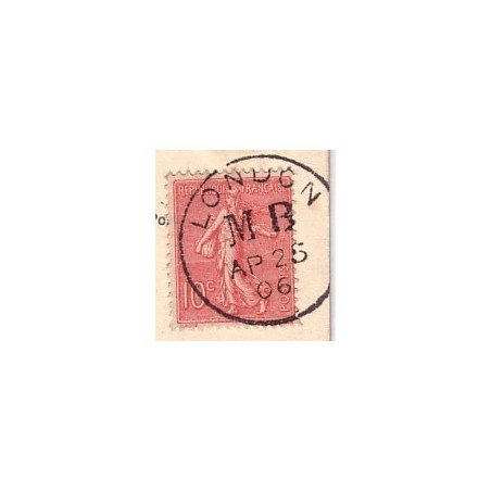 PAQUEBOT-LONDON MB 25-4-1906/10c SEMEUSE