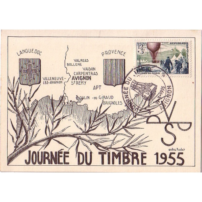 JOURNEE DU TIMBRE 1955 - AVIGNON VAUCLUSE - CARTE LOCALE.