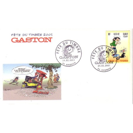 JOURNEE DU TIMBRE 2001 - AVIGNON - VAUCLUSE - GASTON LAGAFFE - FDC.