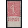 No0199 - SEMEUSE 50c ROUGE- BANDE PUB RASOIR PHENIX (P1).