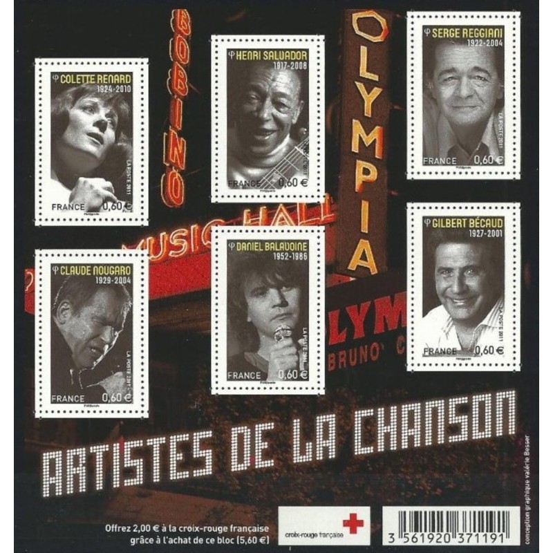 F4605 - FEUILLET PERSONNAGES CELEBRES - CHANSONS FRANCAISES.