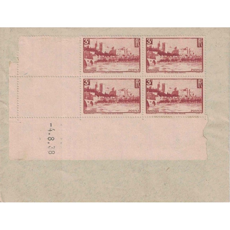 VAUCLUSE - AVIGNON - BLOC DE 4 COIN DATE - SUR ENVELOPPE - 4-8-1938.