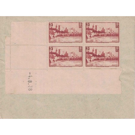 VAUCLUSE - AVIGNON - BLOC DE 4 COIN DATE - SUR ENVELOPPE - 4-8-1938.