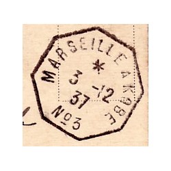 SEMEUSE - MARSEILLE A KOBE No3 3-12-1937 - AFFRANCHISSEMENT A 45c.